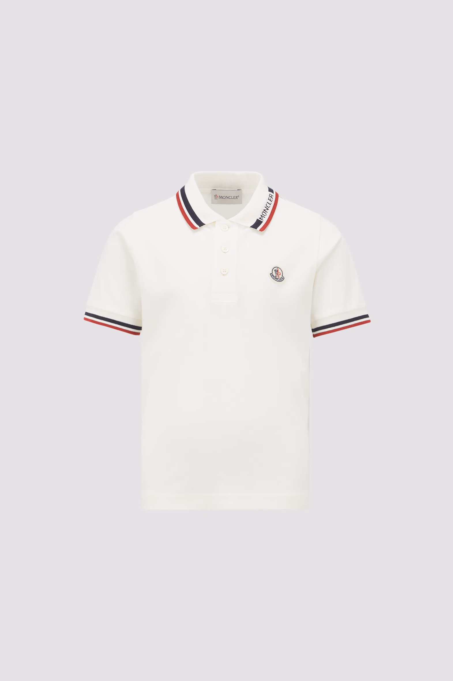 Tricolor-Trimmed Cotton Piquet Polo Shirt Boy White Moncler 2